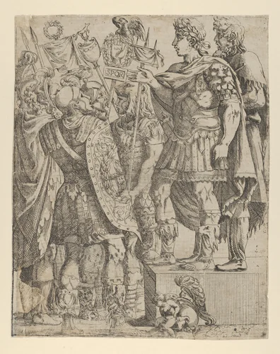 Emperor addressing his Soldiers by Antonio Fantuzzi, print, 1537-1550