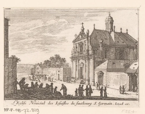 Gezicht op Jezuïetenkerk in Sint-Germain by Israël Silvestre, print, 1631-1661