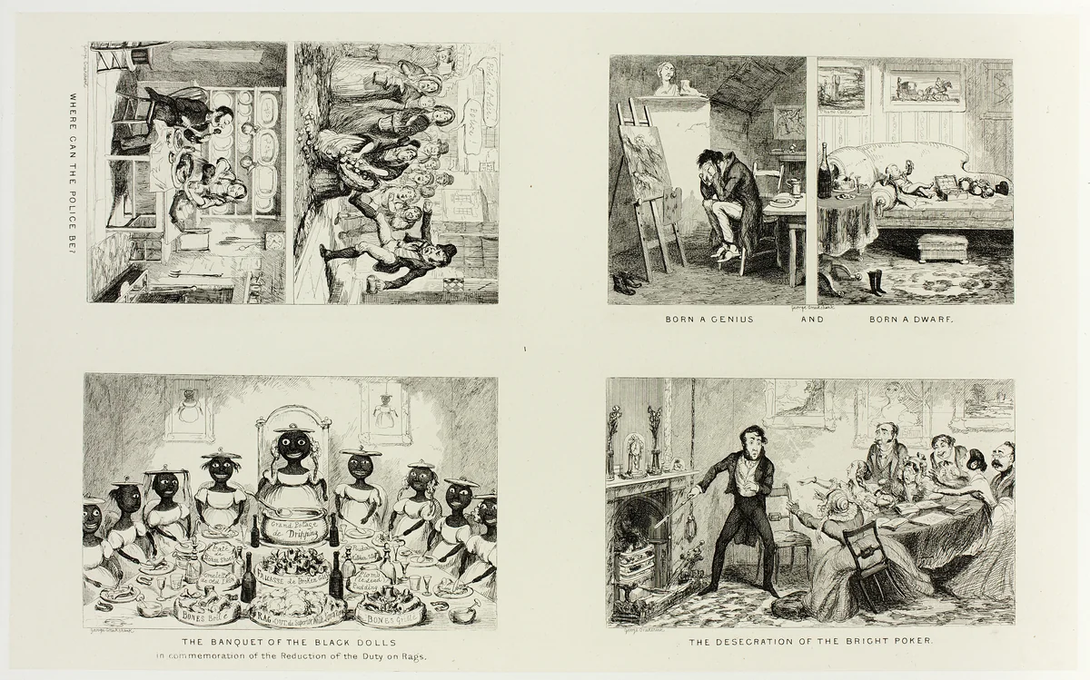 Where Can the Police Be? from George Cruikshank's Steel Etchings to The Comic Almanacks: 1835-1853 (top left) by George Cruikshank, print, 1847