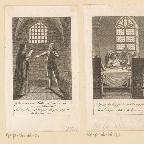 Voorstelling uit de geschiedenis van de Nederlandse stadhouders by Christian Gottlieb Geyser, print, 1796