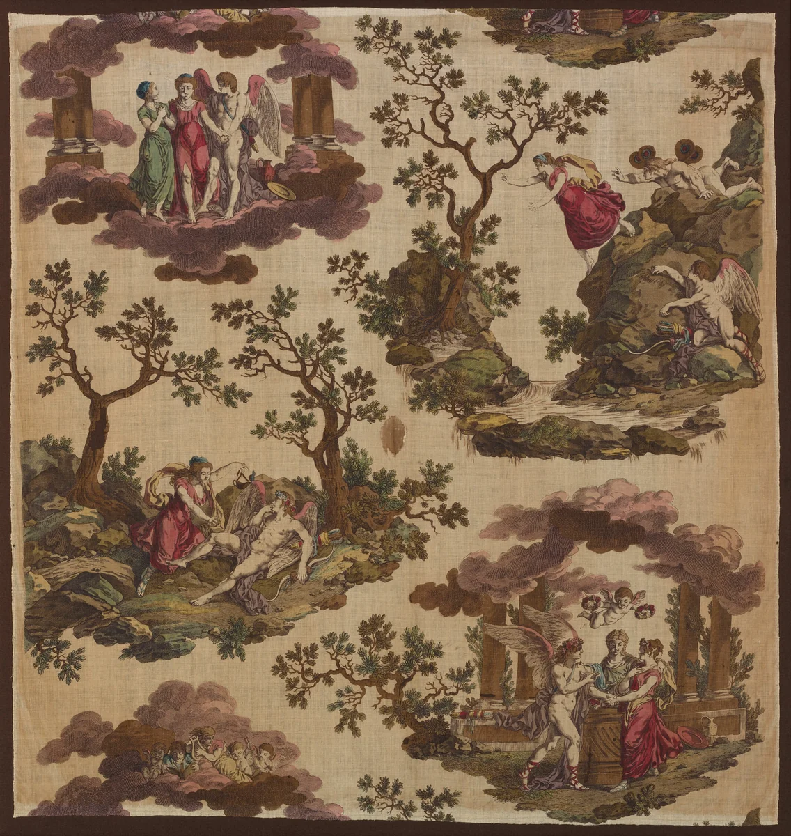 Psyche et L'Armour (The Story of Cupid and Psyche) (Furnishing Fabric) by Gorgerat Frères et Cie, textile, 1790-1810