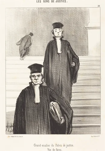 Grand escalier du Palais de justice. Vue de face by Honoré Daumier, print, 1848