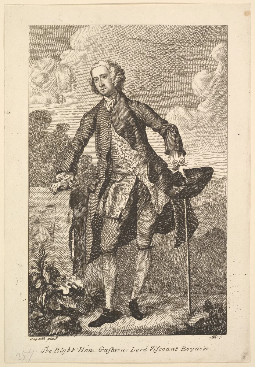 The Right Hon. Gustavus Lord Viscount Boyne &c. by William Hogarth, print, 1794