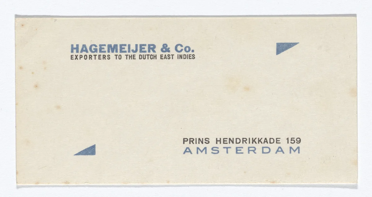 Hagemeijer & Co. stationery calling card by Theo van Doesburg, design, 1919