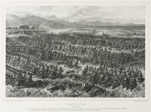 Combat of Oued-alleg, 31 December 1839 by Auguste Raffet, print, 1840