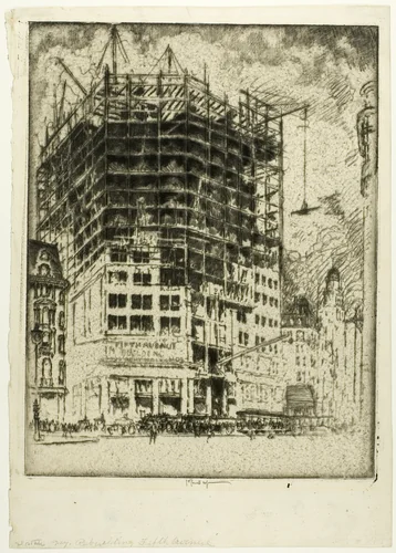 Rebuilding Fifth Avenue by Joseph Pennell, print, 1908