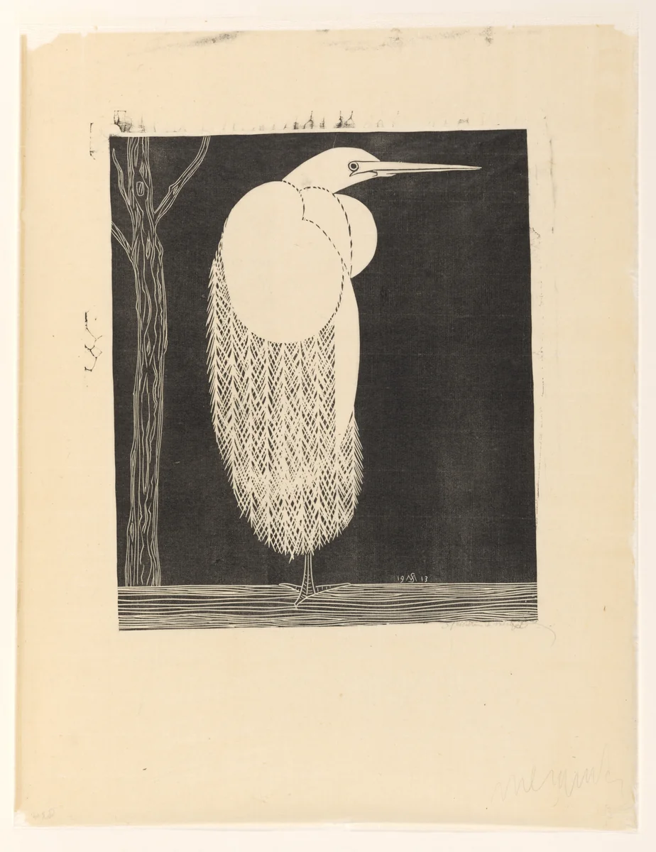 Egret by Samuel Jessurun de Mesquita, print, 1913