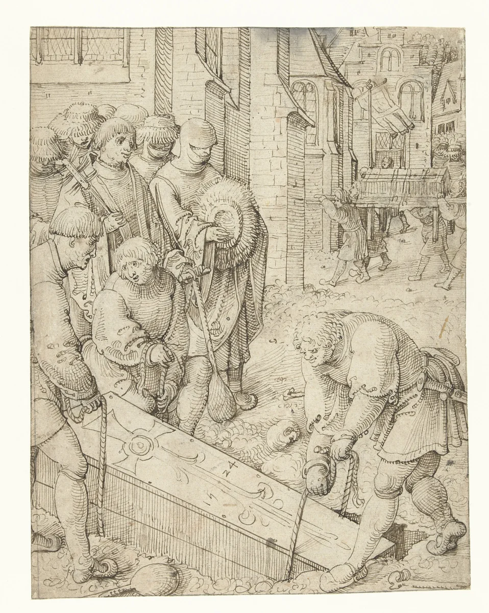 Begraven van de doden by Pieter Cornelisz. genaamd Kunst, drawing, 1524
