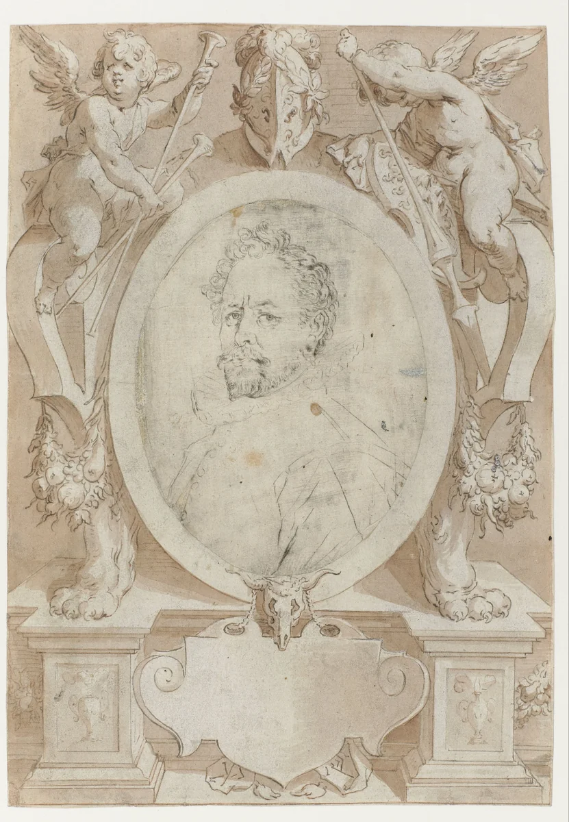 Portret van B. Spranger by Jan Harmensz. Muller, drawing, 1595-1597
