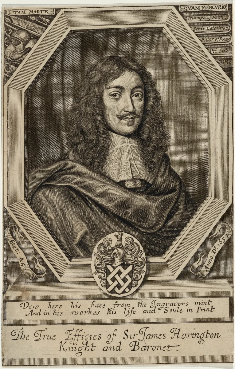 Sir James Harrington, Bart. by William Faithorne, print, 1682
