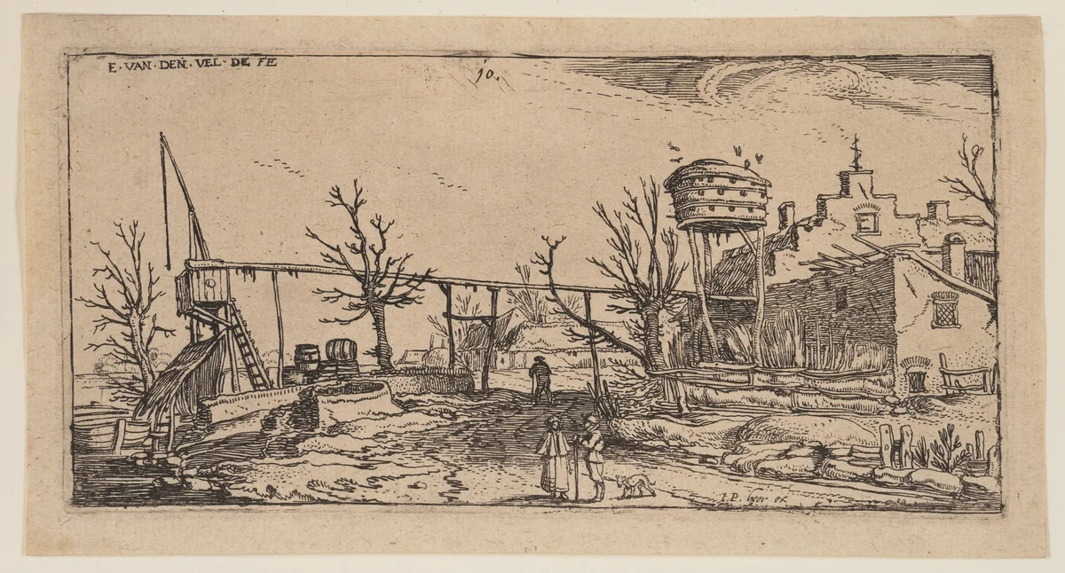 Landscape with a Brewery, from Landscapes by Esaias van de Velde, print, 1610-1630