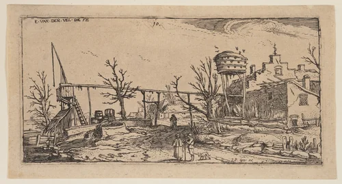 Landscape with a Brewery, from Landscapes by Esaias van de Velde, print, 1610-1630