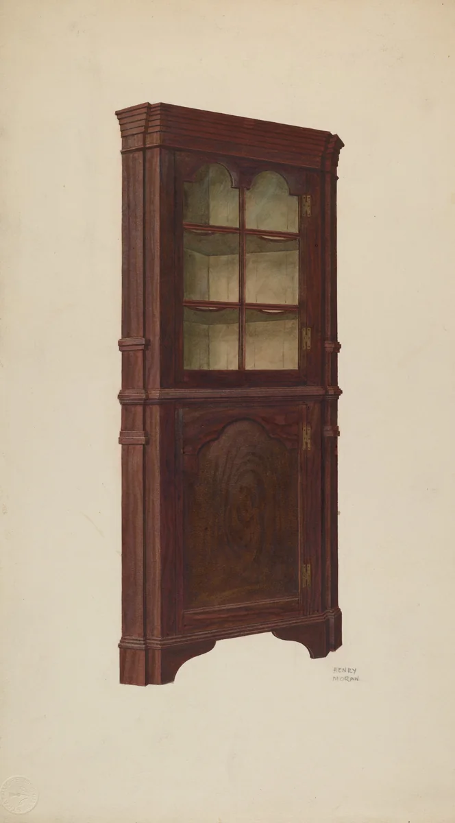 Corner Cupboard by Henry Moran, index of american design, 1940