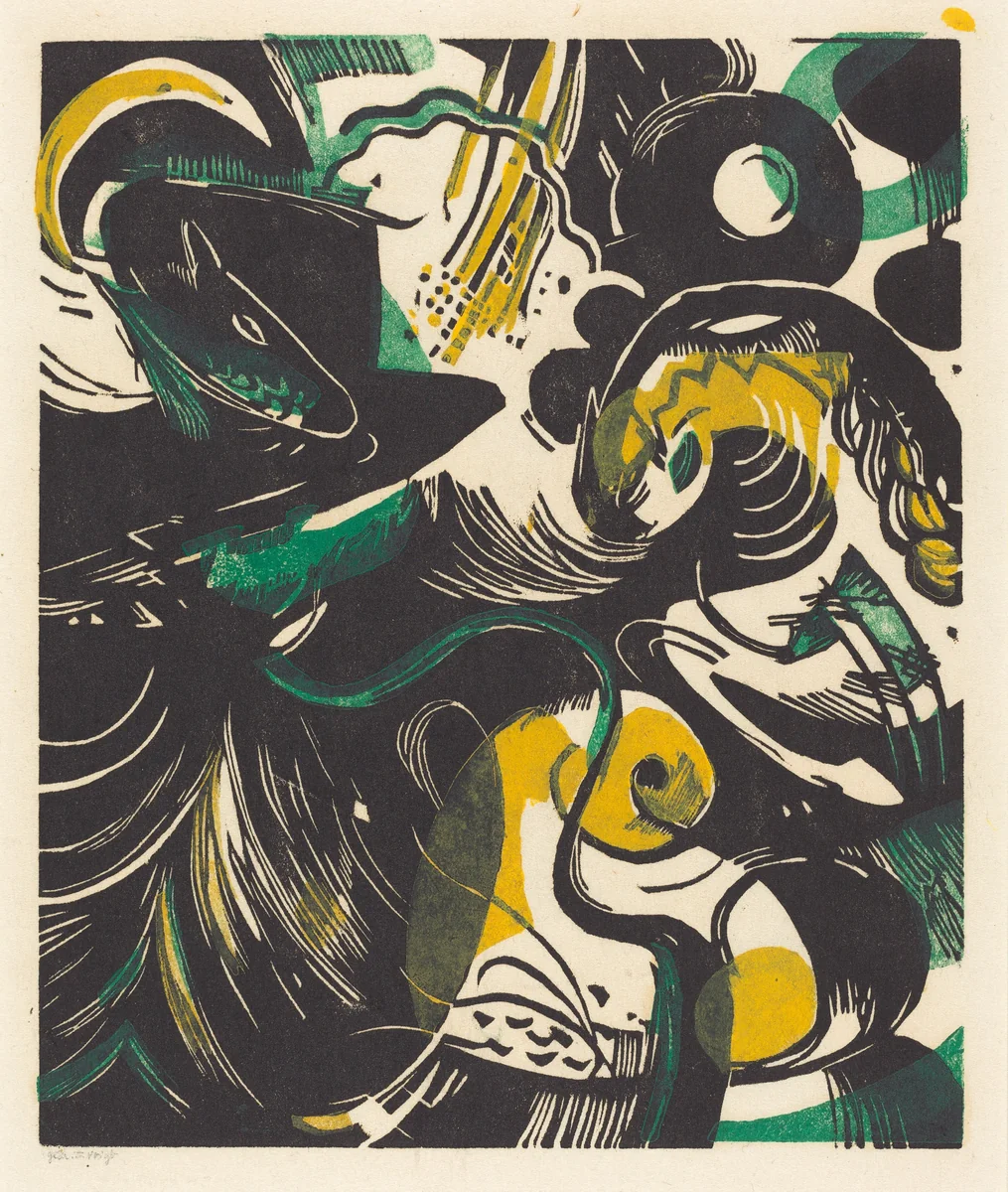Genesis II (Schopfungsgeschichte II) by Franz Marc, print, 1914