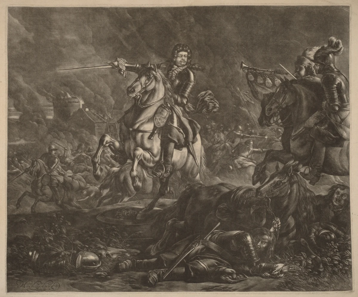 A General on Horseback (Charles of Lorraine) by Jan van Huchtenburgh, print, 1647-1733