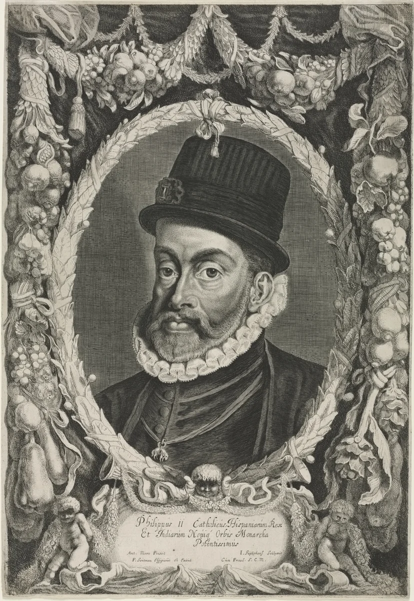 Portrait of Philip II, King of Spain by Jonas Suyderhoef, print, 1644