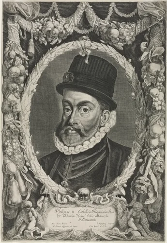 Portrait of Philip II, King of Spain by Jonas Suyderhoef, print, 1644