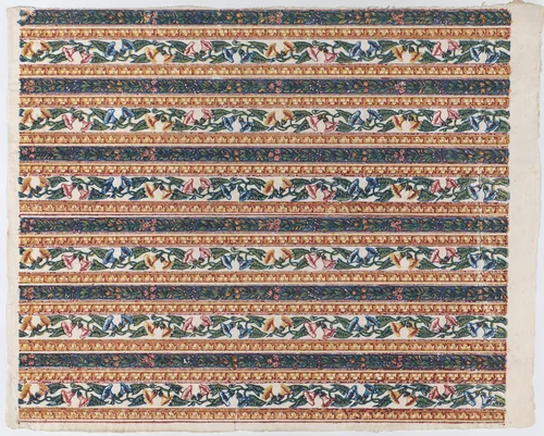 Sheet with six borders with vines and flower designs by anonymous, print, 1775-1875