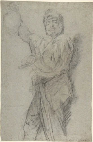 Executioner Holding Up a Severed Head by Giovanni Battista Piazzetta, drawing, 1682-1754