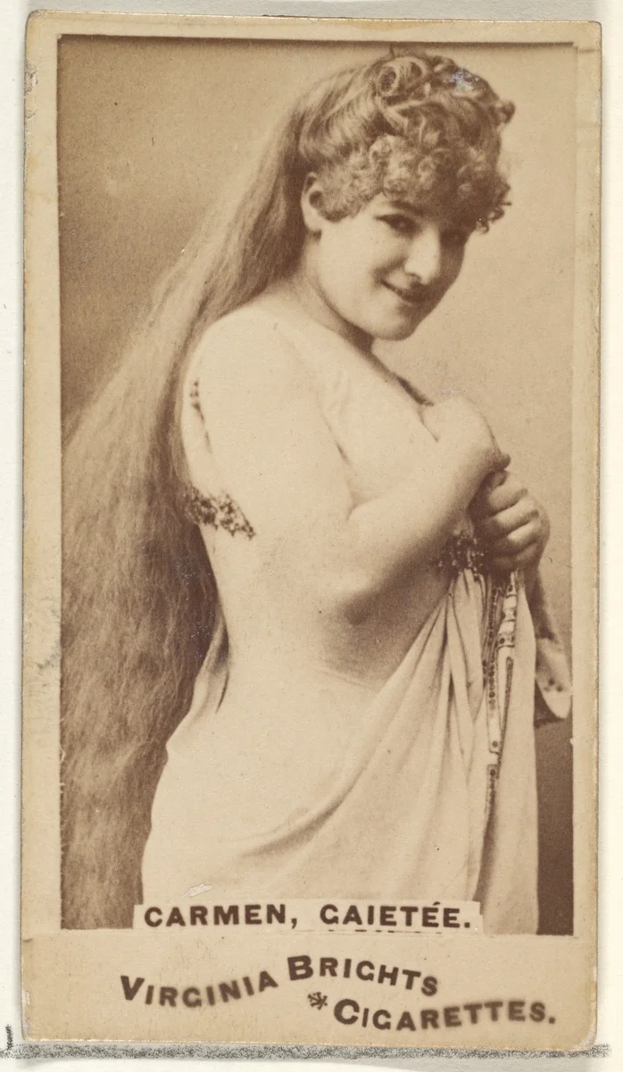 Carmen, Gaietée, from the Actors and Actresses series (N45, Type 1) for Virginia Brights Cigarettes by Allen & Ginter, photograph, 1885-1891