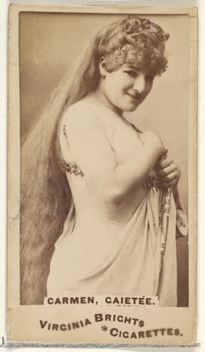 Carmen, Gaietée, from the Actors and Actresses series (N45, Type 1) for Virginia Brights Cigarettes by Allen & Ginter, photograph, 1885-1891