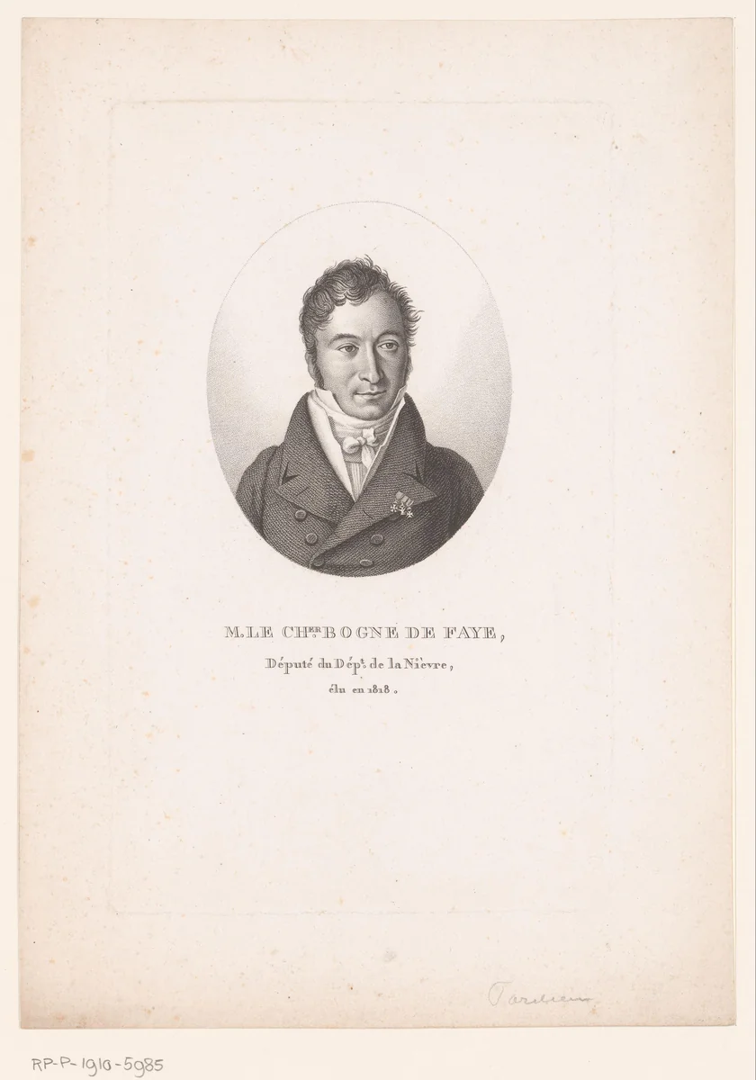 Portret van Pierre-François-Jean Bogne de Faye by Ambroise Tardieu, print, 1820-1821