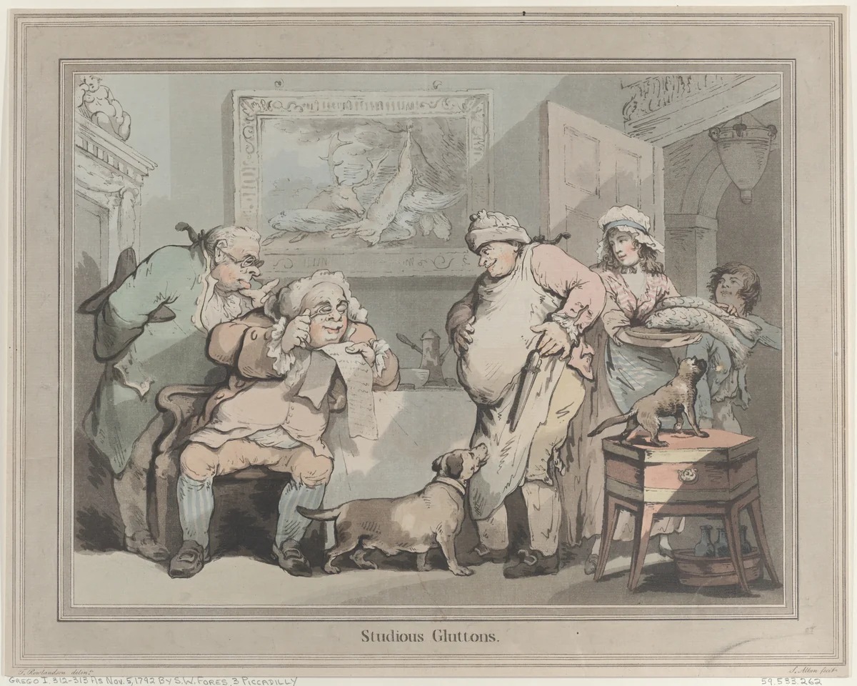 Studious Gluttons by Samuel Alken, print, 1788