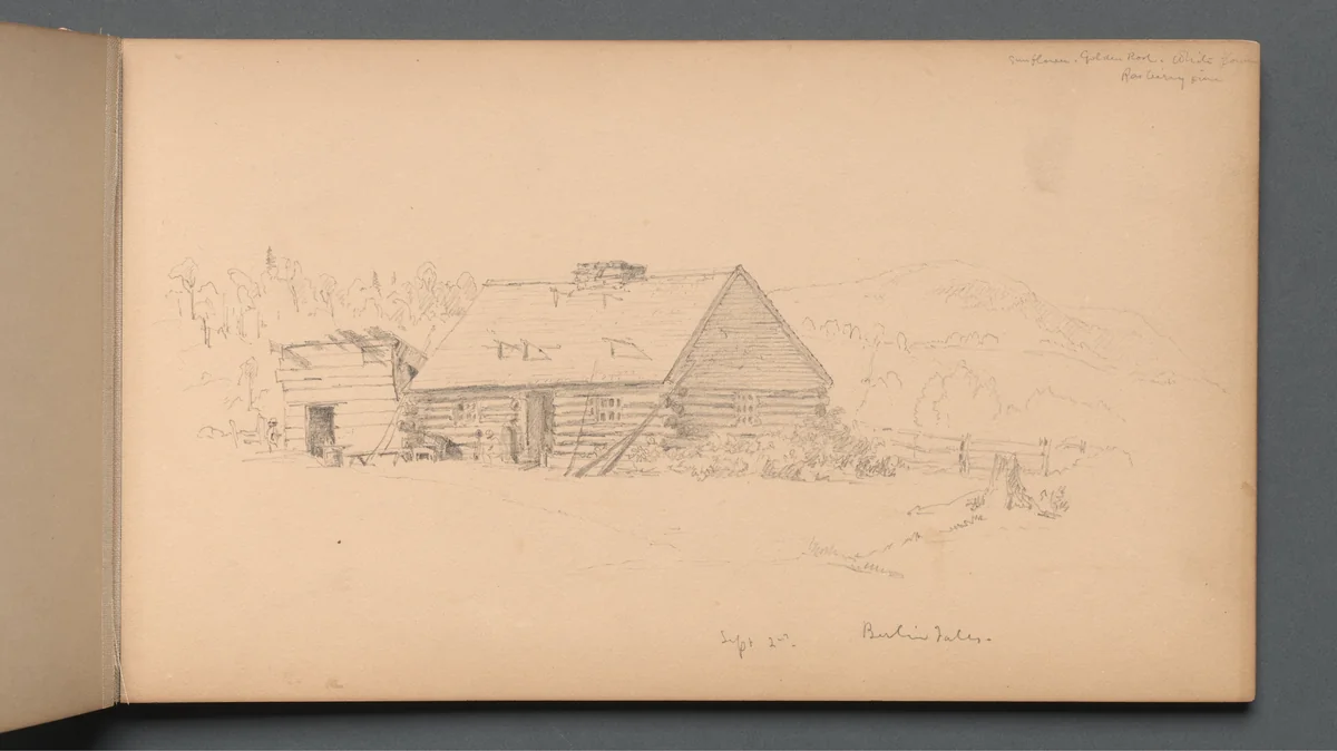 Sketchbook, page 14: "Berlin Falls September 2nd" by Sanford Robinson Gifford, book, 1859