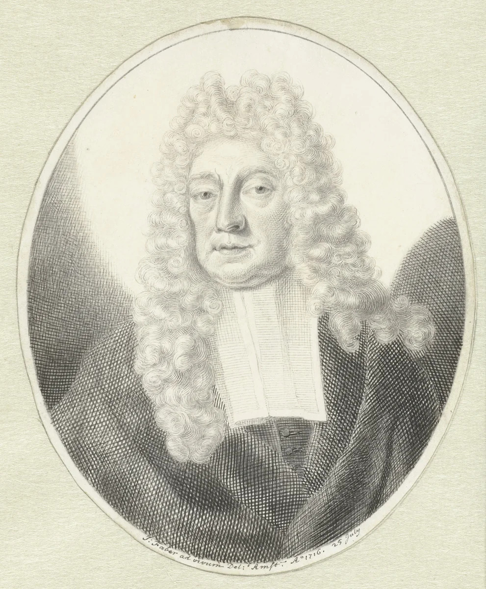 Portret van een magistraatspersoon by John Faber, drawing, 1716