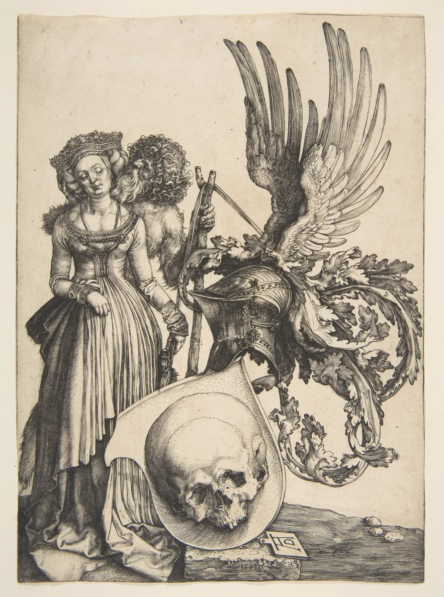 Coat of Arms with a Skull by Albrecht Dürer, print, 1503