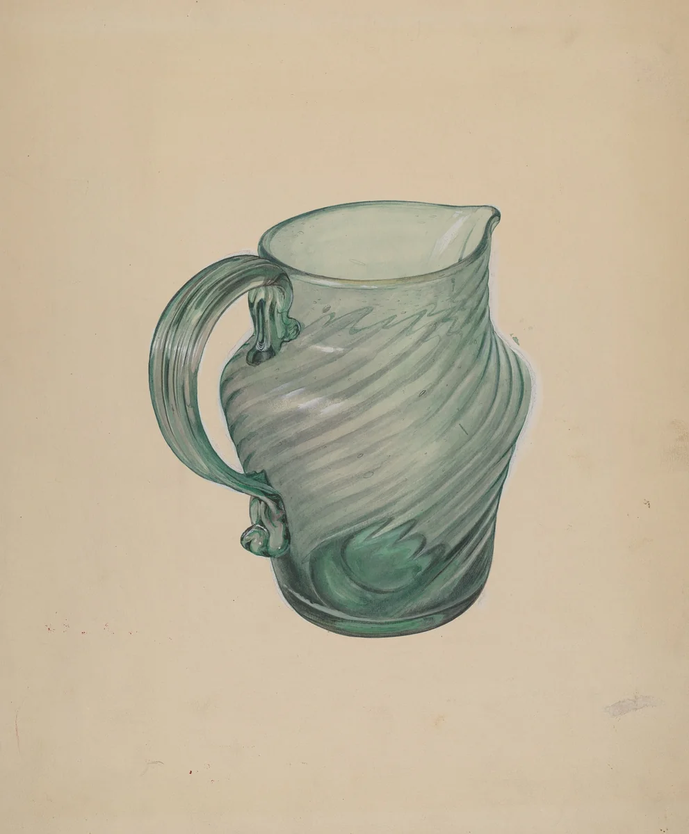 Glass Pitcher by Beverly Chichester, index of american design, 1937