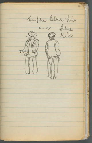 Sketchbook, page 040: Notes and Two Figures by Maurice Prendergast, book, 1905-1910