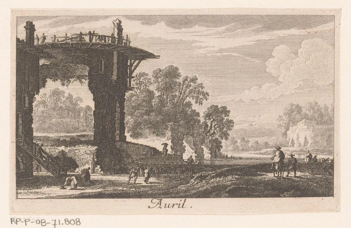 April by Gabriel Perelle, print, 1613-1655