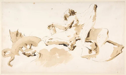 Seated Figure of Time by Giovanni Battista Tiepolo, drawing, 1696-1770