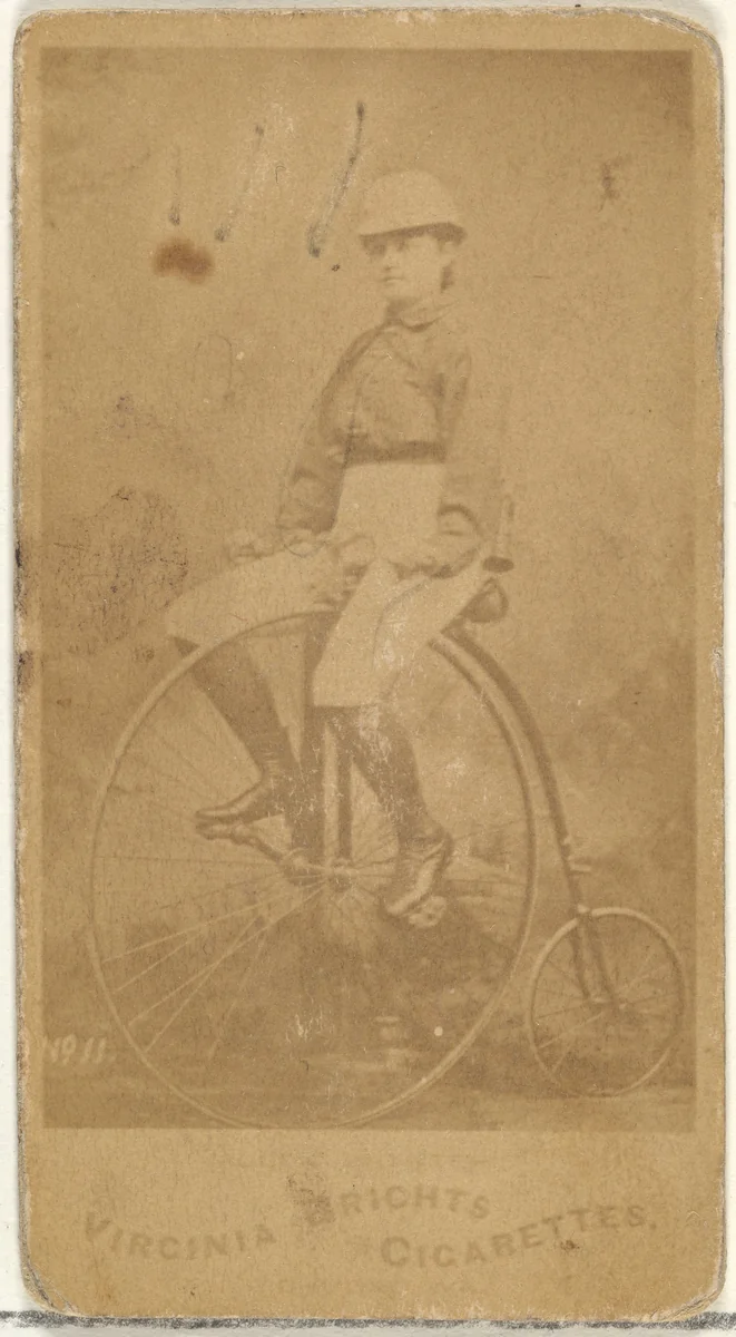 Card 11, from the Girl Cyclists series (N49) for Virginia Brights Cigarettes by Allen & Ginter, photograph, 1887