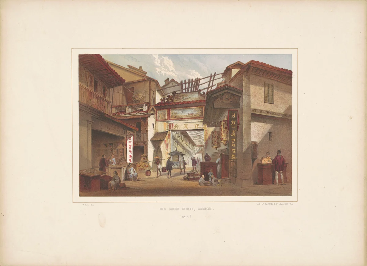 Old China Street, Canton by William Heine, portfolio, 1856