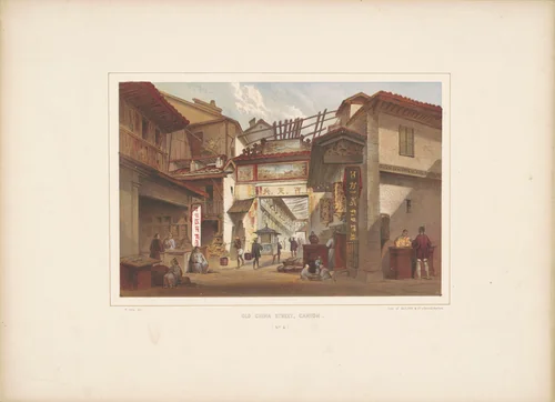 Old China Street, Canton by William Heine, portfolio, 1856