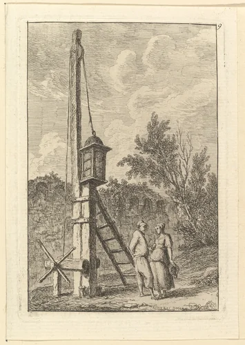 Le Poteau by Hubert Robert, print, 1745-1808