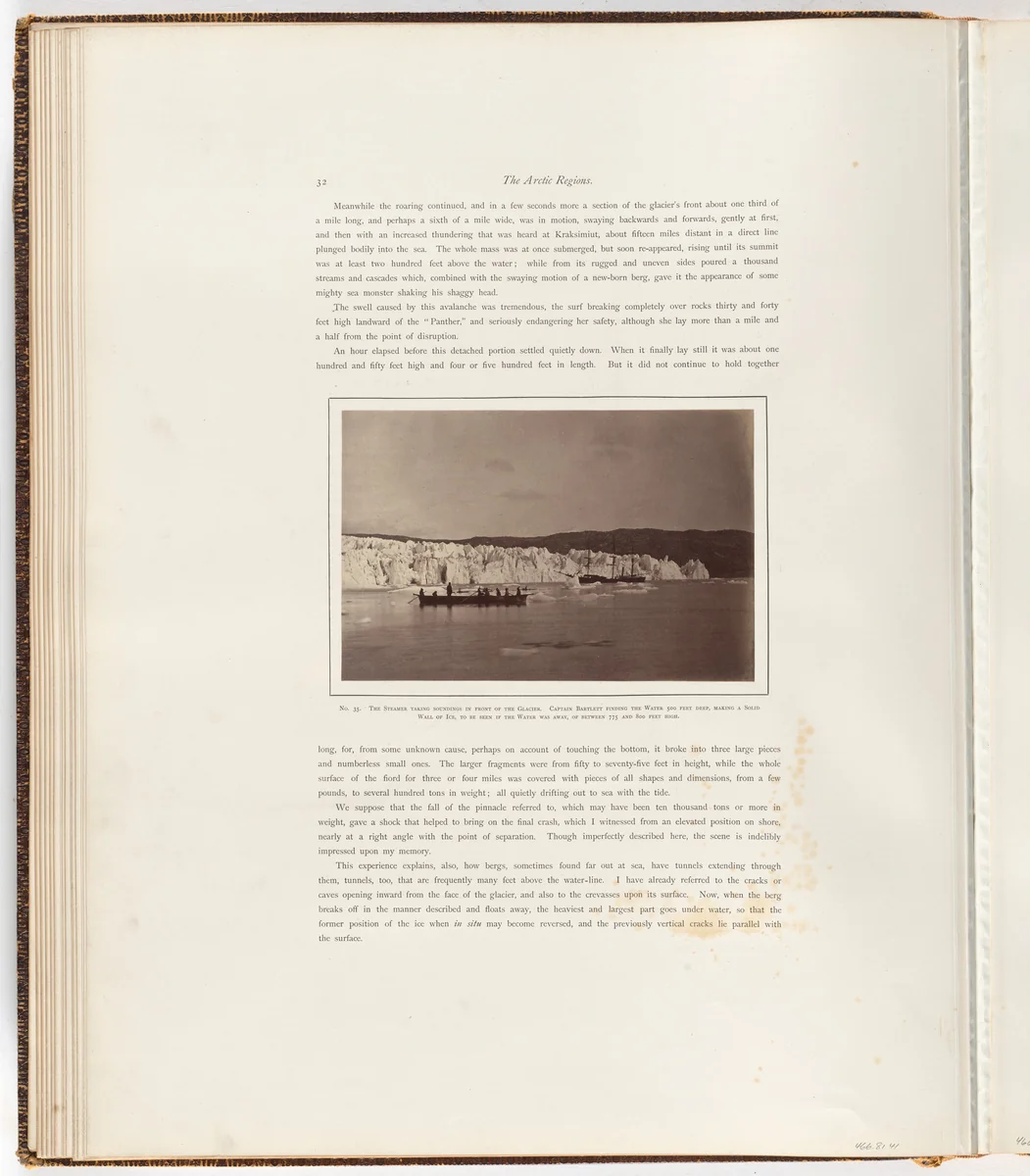 "The steamer taking soundings in front of the glacier" by George P. Critcherson, John L. Dunmore, William Bradford, photograph, 1869