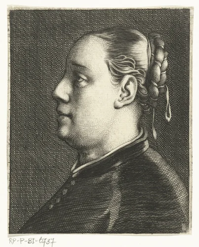 Buste van vrouw met opgestoken haar by Cornelis van Dalen, print, 1612-1665