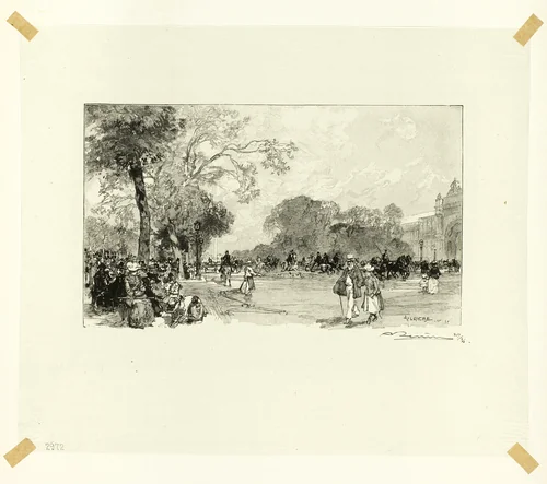 L'Avenue des Champs-Élysées, plate eighteen from Le Long de la Seine et des Boulevards by Louis Auguste Lepère, print, 1890