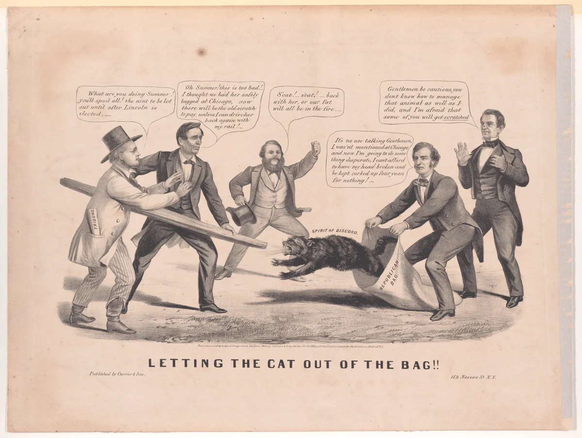 Letting the Cat Out of the Bag!! by Louis Maurer, print, 1860