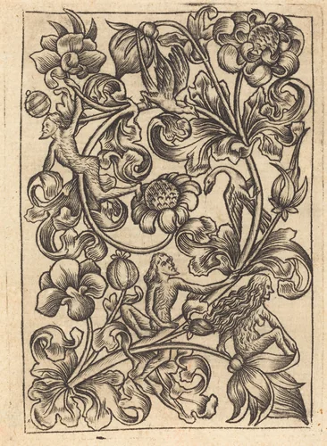 Ornament with Wild Folk by Master E. S., print, 1460-1465