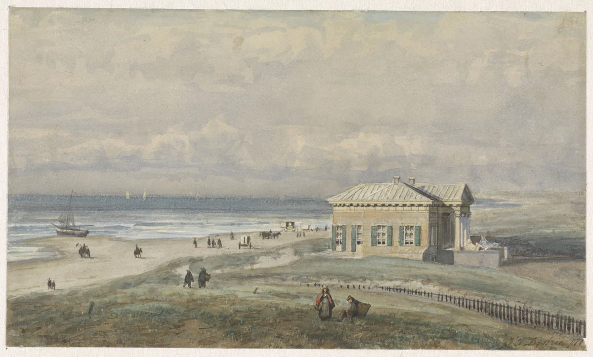 Paviljoen van Wied te Scheveningen by Johannes Josephus Destree, drawing, 1877