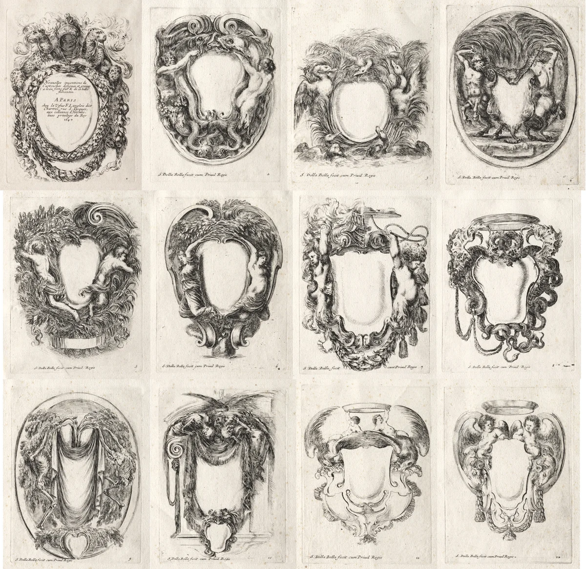 New Model for a Cartouche by Stefano della Bella, print, 1647