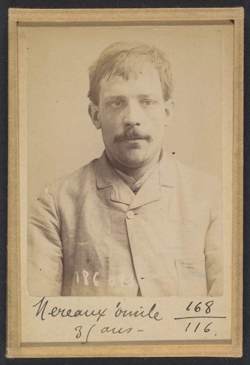 Mereaux. Émile-Louis. 33 ans, né à Laon (Aisne). Ébéniste. Anarchiste. 23/4/92. by Alphonse Bertillon, photograph, 1892