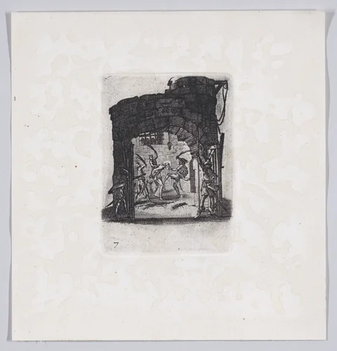 Reverse Copy of Jésus est Battu de Verges pièce appelée aussi La Flagellation (The Flagellation), from La Petite Passion (The Little Passion) by anonymous, print, 1624-1700