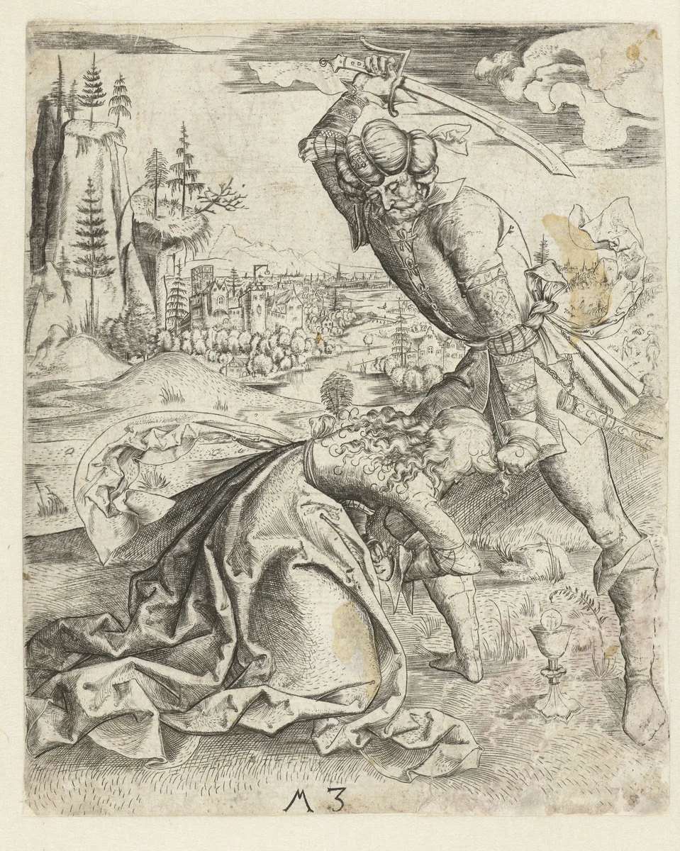 Het martelaarschap van de Heilige Barbara by Unknown, print, 1500-1503