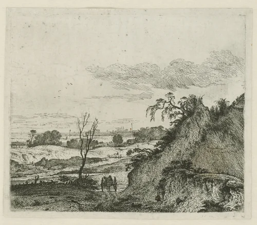 Landschap met een paard met wagen by Jan Hackaert, print, 1640-1699