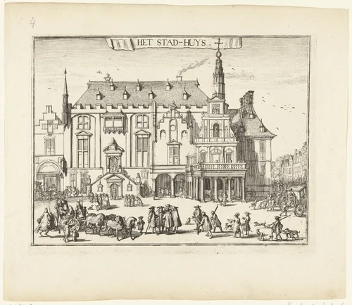 Gezicht op het Stadhuis te Haarlem by Romeyn de Hooghe, print, 1688-1689